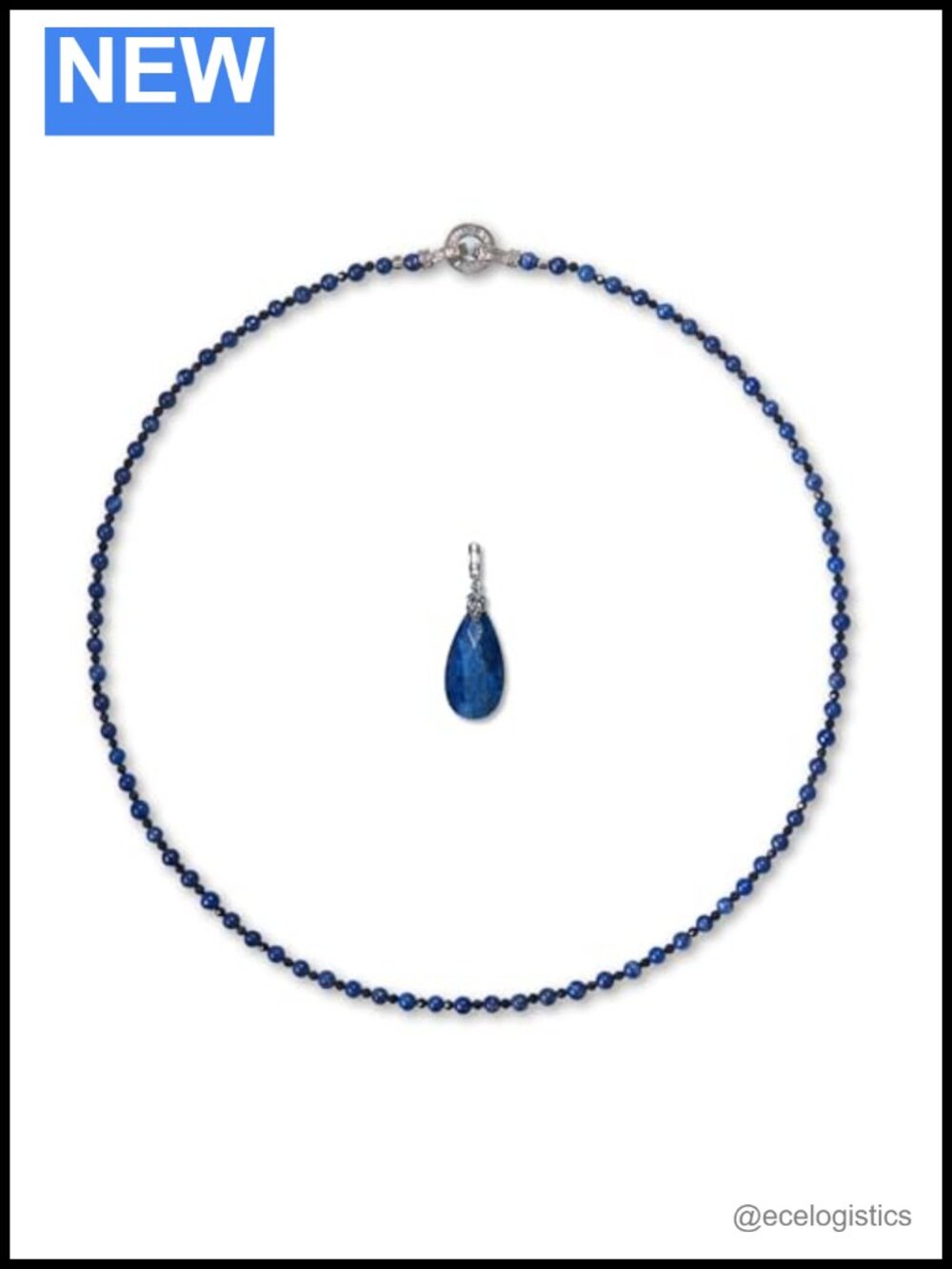 Handmade Lapis Lazuli Beaded Necklace 18 Inch Stainless Steel Wire